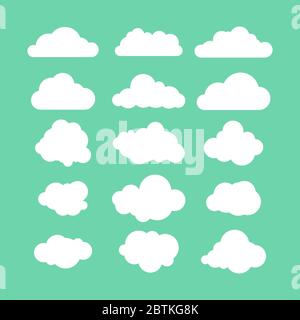 Stock vector illustration set of flat clouds icon Stock Vector