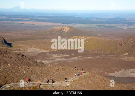 Hikers on the Tongariro Alpine Crossing Stock Photo