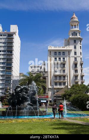 Plaza Fabini fountain, Montevideo Center, Uruguay, South America Stock Photo