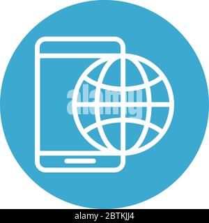 smartphone with sphere browser line style Stock Vector Image & Art - Alamy