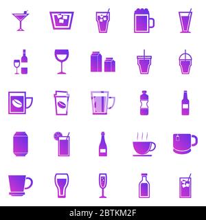 Drink gradient icons on white background, stock vector Stock Vector