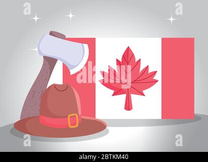 Canadian flag axe and hat design, Happy canada day holiday and national theme Vector illustration Stock Vector