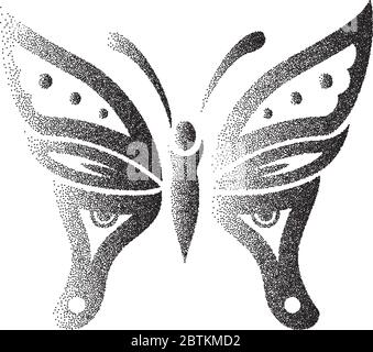 Butterfly Stipple Effect Vector Art Stock Vector