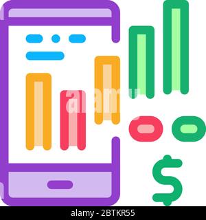 promotion chart on phone icon vector outline illustration Stock Vector