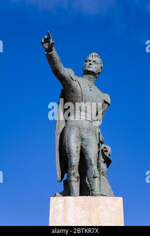 Captain General Bernardo O'Higgins Monument in Punta Arenas City, Magallanes Province, Patagonia, Chile, South America Stock Photo