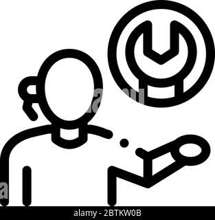 contact help setting problems icon vector outline illustration Stock Vector