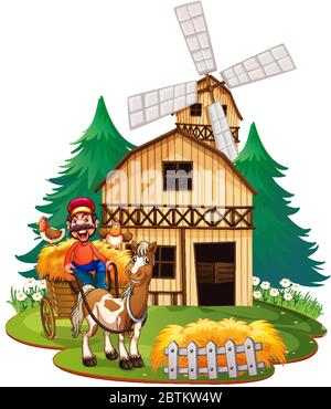 A farmer riding horse cart illustration Stock Vector Image & Art - Alamy