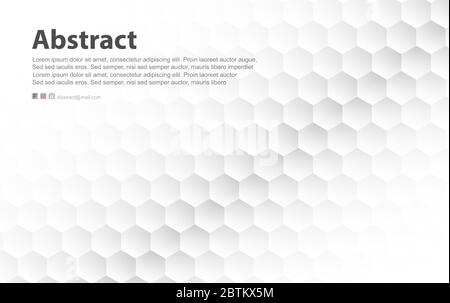 Abstract white background of Embossed surface Hexagon,Honeycomb modern pattern concept, Creative light and shadow style.Geometric mesh minimal clean g Stock Vector