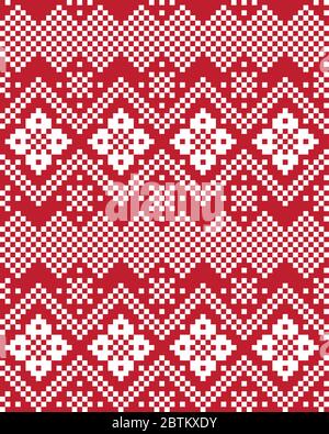 Christmas fair isle pattern background for fashion textiles, knitwear and graphics Stock Vector