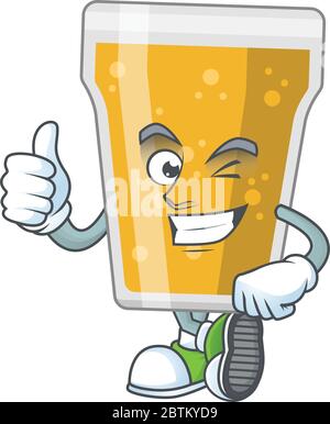 Caricature picture of mug of beer with Thumbs up finger Stock Vector