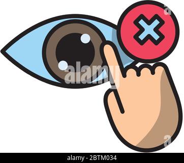 dont touch eye fill style icon Stock Vector