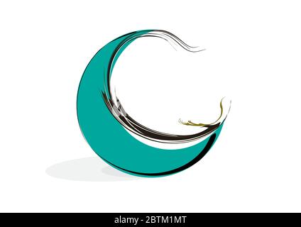crescent moon on a white background in vector illustration Stock Vector