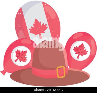 Canadian hat and balloons design, Happy canada day holiday and national  theme Vector illustration Stock Vector Image & Art - Alamy