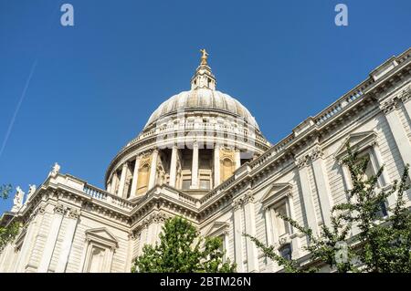St Paul's Cathedral, as seen from the south east in the Festival Gardens adjacent to the cathedral, in central London, England Stock Photo