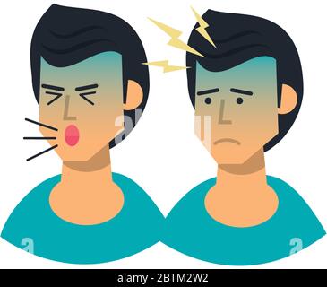 group of men sick with symptoms Stock Vector