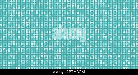 Turquoise and mint circles on turquoise background. Small circles  as particles evenly to each other. Fresh background for posters, banners, business Stock Vector