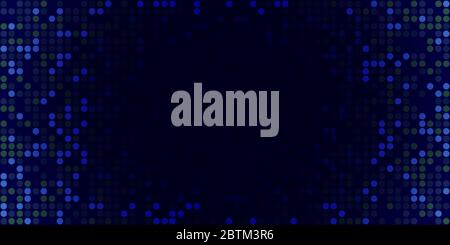 Business background with depth effect. Blue and green dots on a dark background with a gradient. Futuristic background for finance, business. Stock Vector