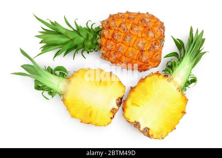 pineapple isolated on white background with clipping path and full depth of field. Top view. Flat lay Stock Photo