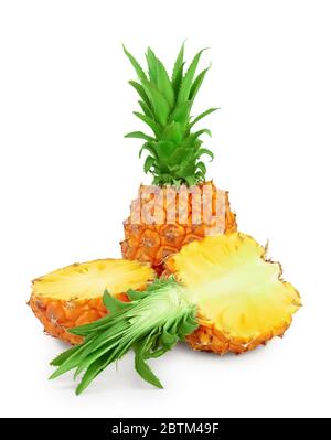 pineapple and half isolated on white background with clipping path and full depth of field Stock Photo
