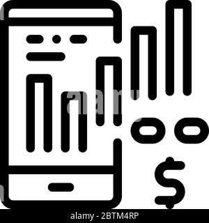 promotion chart on phone icon vector outline illustration Stock Vector
