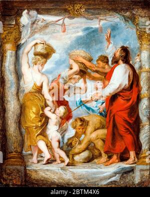 Peter Paul Rubens, The Israelites Gathering Manna in the Desert, painting, 1626-1627 Stock Photo