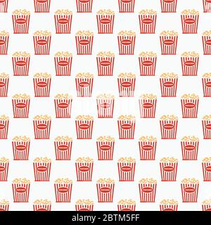 Cinema seamless pattern. Vector wallpaper with popcorn. Stock Vector
