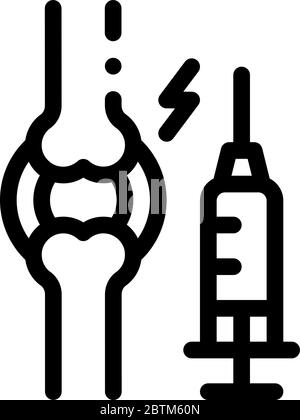 preventive injection for arthritis icon vector outline illustration Stock Vector