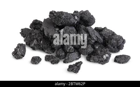 particles of charcoal isolated on white background with clipping path and full depth of field Stock Photo