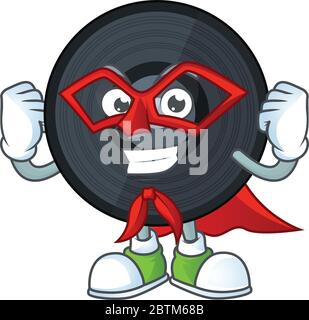 Music viynl disc cartoon drawing concept performed as a Super hero Stock Vector