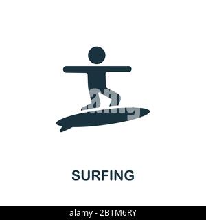 Surfing icon from australia collection. Simple line Surfing icon for templates, web design and infographics Stock Vector