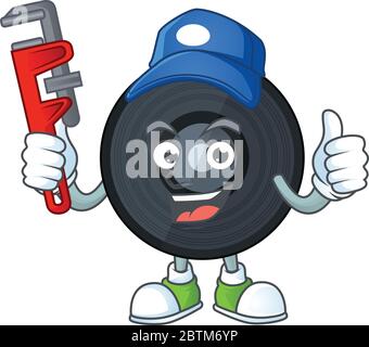 Music viynl disc Cartoon drawing concept work as smart Plumber Stock Vector