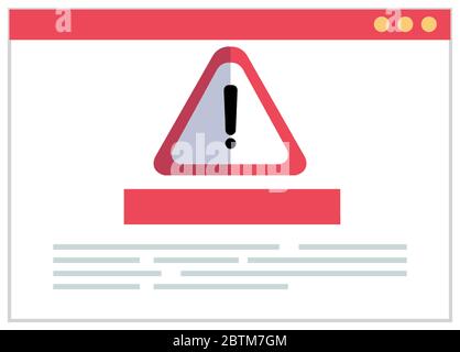 attention warning alert sign with exclamation mark concept, warning popup in browser Stock Vector