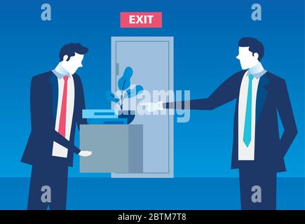 boss firing businessman , dismissal, unemployment, jobless and employee job reduction concept Stock Vector