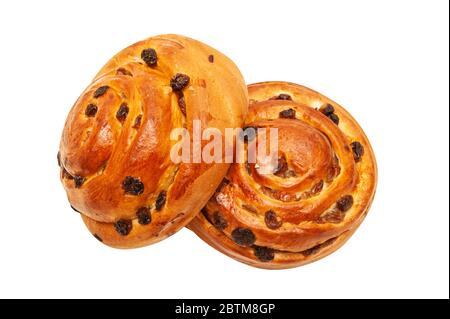 Raisin buns isolated on white background Stock Photo