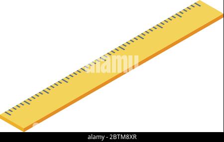 Wood ruler icon, isometric style Stock Vector