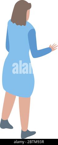 Girl in blue dress icon, isometric style Stock Vector