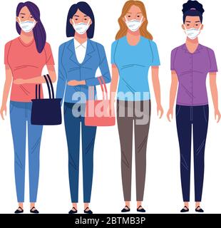 group of women using face masks characters Stock Vector Image & Art - Alamy