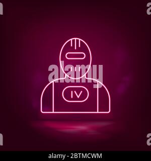 Terminator, robot neon icon - vector. Artificial intelligence Stock Vector