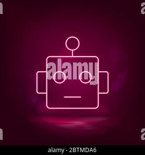 Smart, robot neon icon - vector. Artificial intelligence Stock Vector
