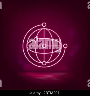Network, global neon icon - vector. Artificial intelligence Stock Vector