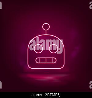 Robot neon icon - vector. Artificial intelligence Stock Vector
