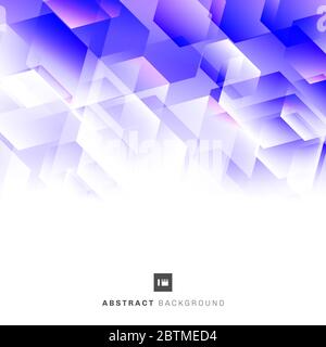 Abstract blue and purple geometric hexagon mosaic pattern overlay on white background with space for your text. Vector illustration Stock Vector