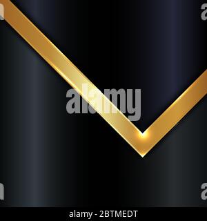 Abstract gold metallic stripes and lighting on black background with space for your text. Luxury style. Vector illustration Stock Vector