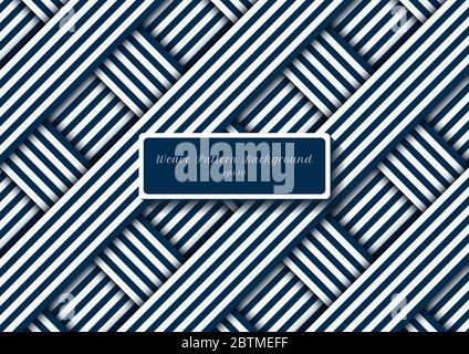 Abstract blue and white diagonal stripes lines weave pattern. Vector illustration Stock Vector