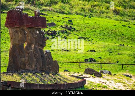 Ahu Nau Nau moai platform looking to the distance Stock Photo