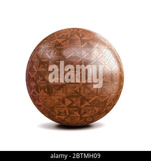3d sphere with wood floor pattern material Stock Photo