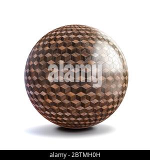 3d sphere with wood floor pattern material Stock Photo