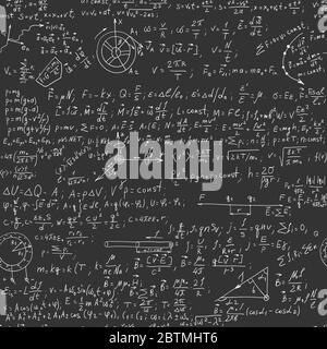 Hand writing physics formula on seamless blackboard Stock Vector