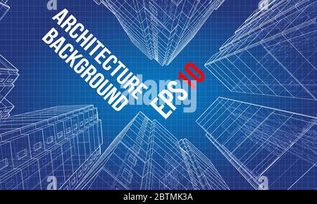 Vector wire-frame model of a multi-storey building Stock Vector