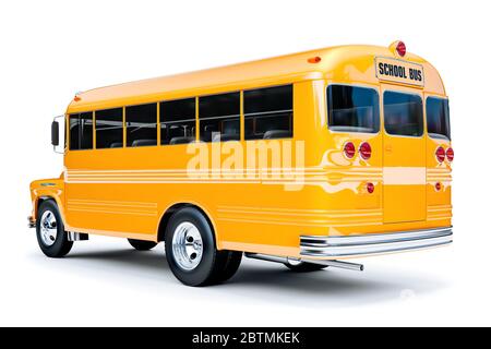 3d school bus on white background Stock Photo